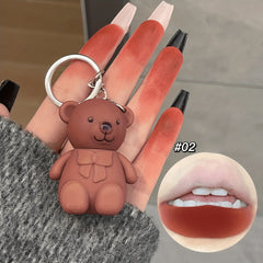 Mini Bear Keychain Lip Glaze Matte Lipstick