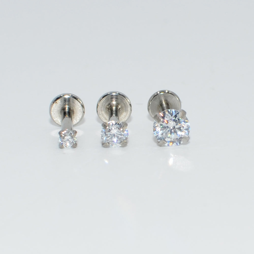 3PCS Mixed Size Opal Zircon Labret Stud Ear Piercing Jewelry