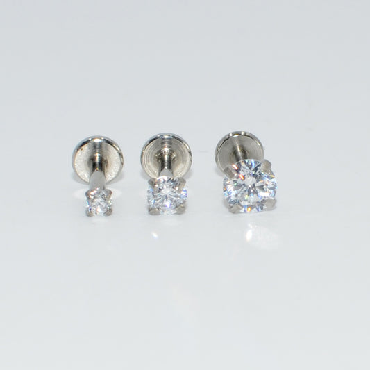 3PCS Mixed Size Opal Zircon Labret Stud Ear Piercing Jewelry