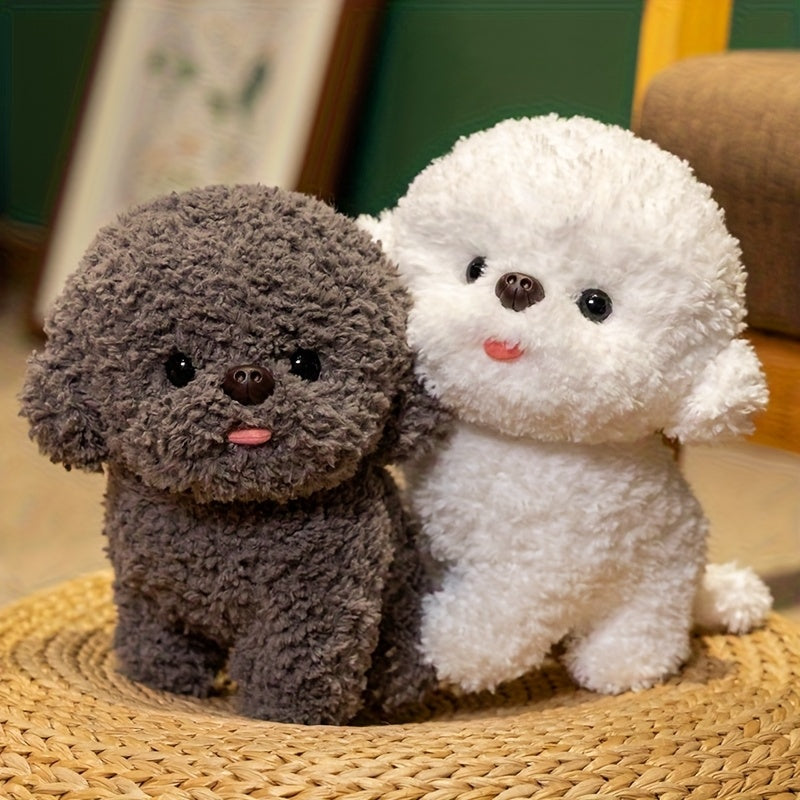 Bichon Frise Plush Toy Realistic Cartoon Dog Animal Gray