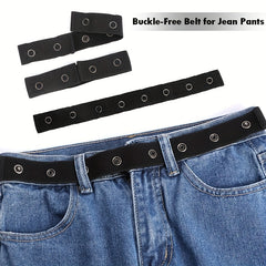 Women's Elastic No Buckle Belt Solid Casual Invisible Jeans Belt Stretch