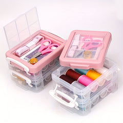 Transparent 3 layer Sewing Box Set Portable Household Sewing Kit