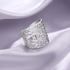 Cooltime Retro Hollow Square Rattan Pattern Stainless Steel Men's Ring