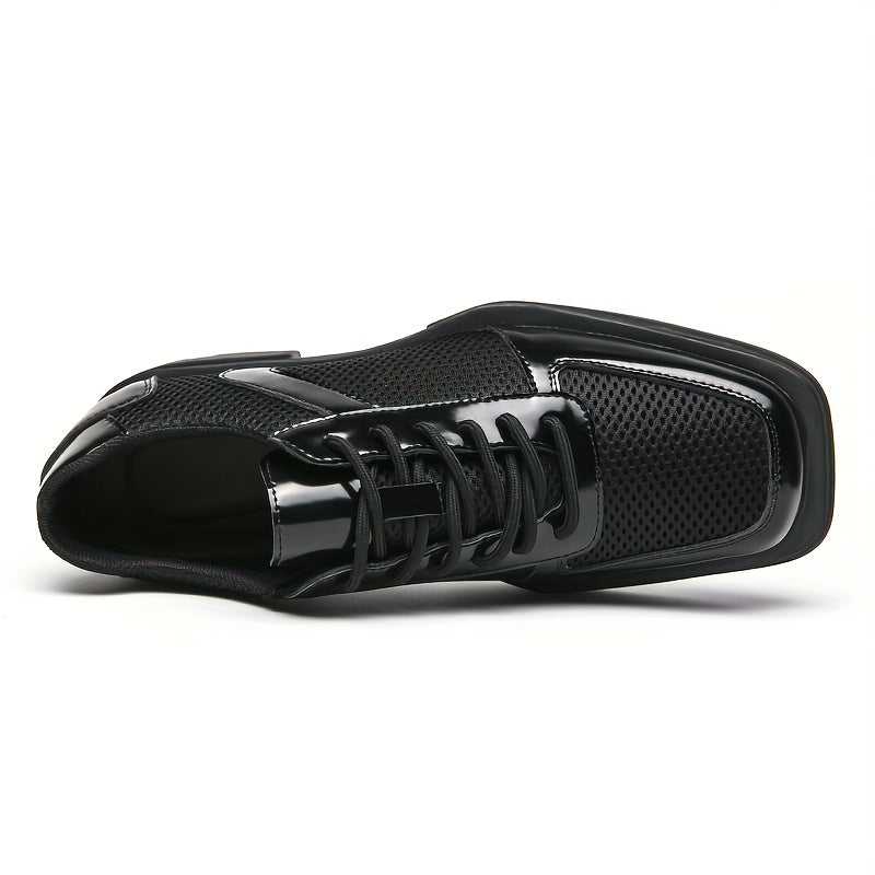 Women's Square Toe Oxfords Breathable Mesh Lace Up Low Top Shoes