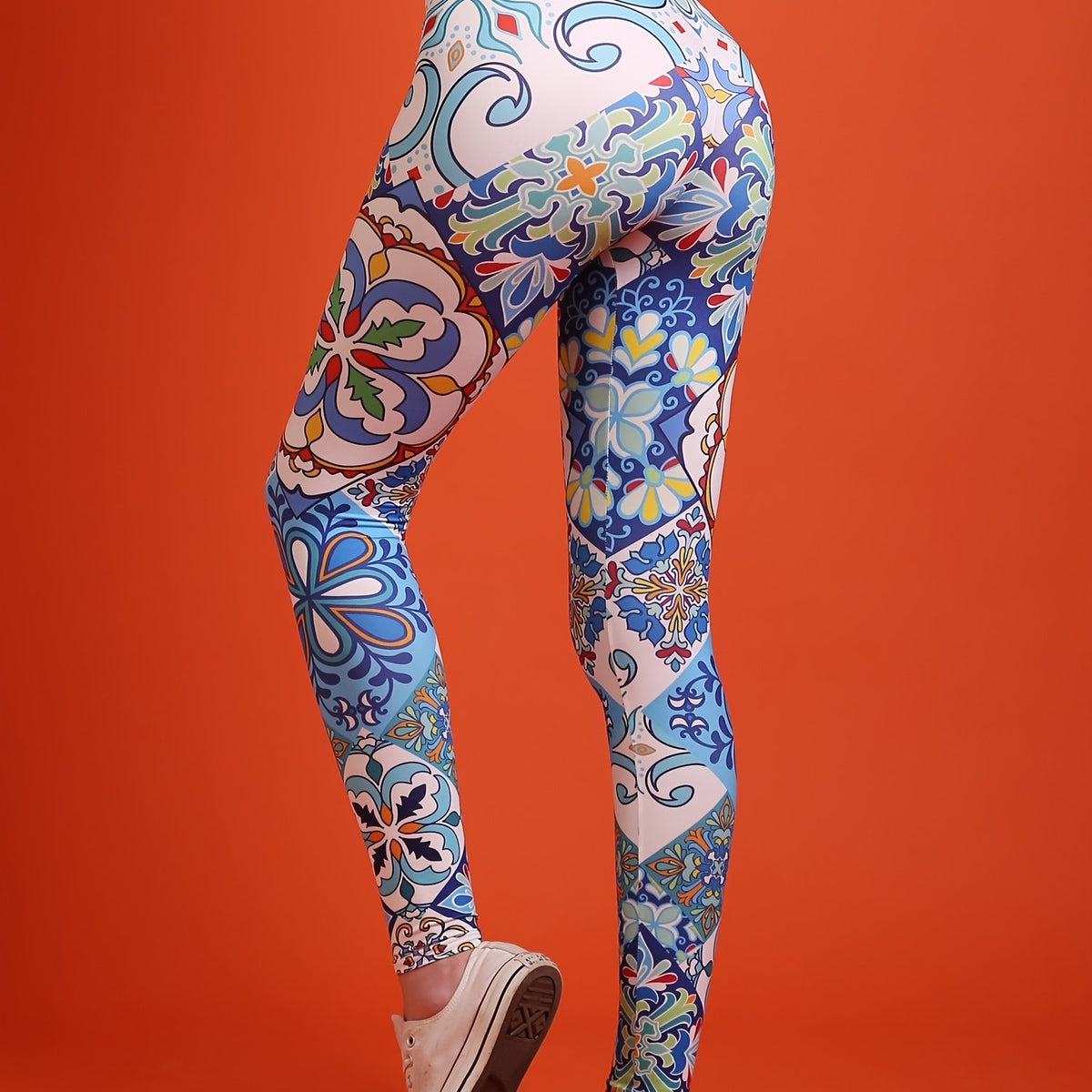 Sexy Coloured Glaze Glass Print Leggings High Waist Slim Leggings Women's Clothi