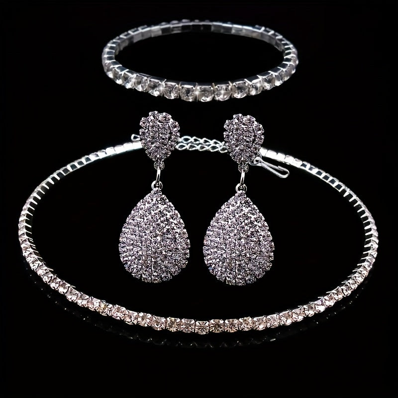Exaggerated Wedding Jewelry Set Choker Necklace Earrings Bracelet