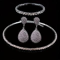Exaggerated Wedding Jewelry Set Choker Necklace Earrings Bracelet