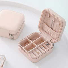 Small Jewelry Box Mini Organizer Square Display Box PU Leather Travel Portable S