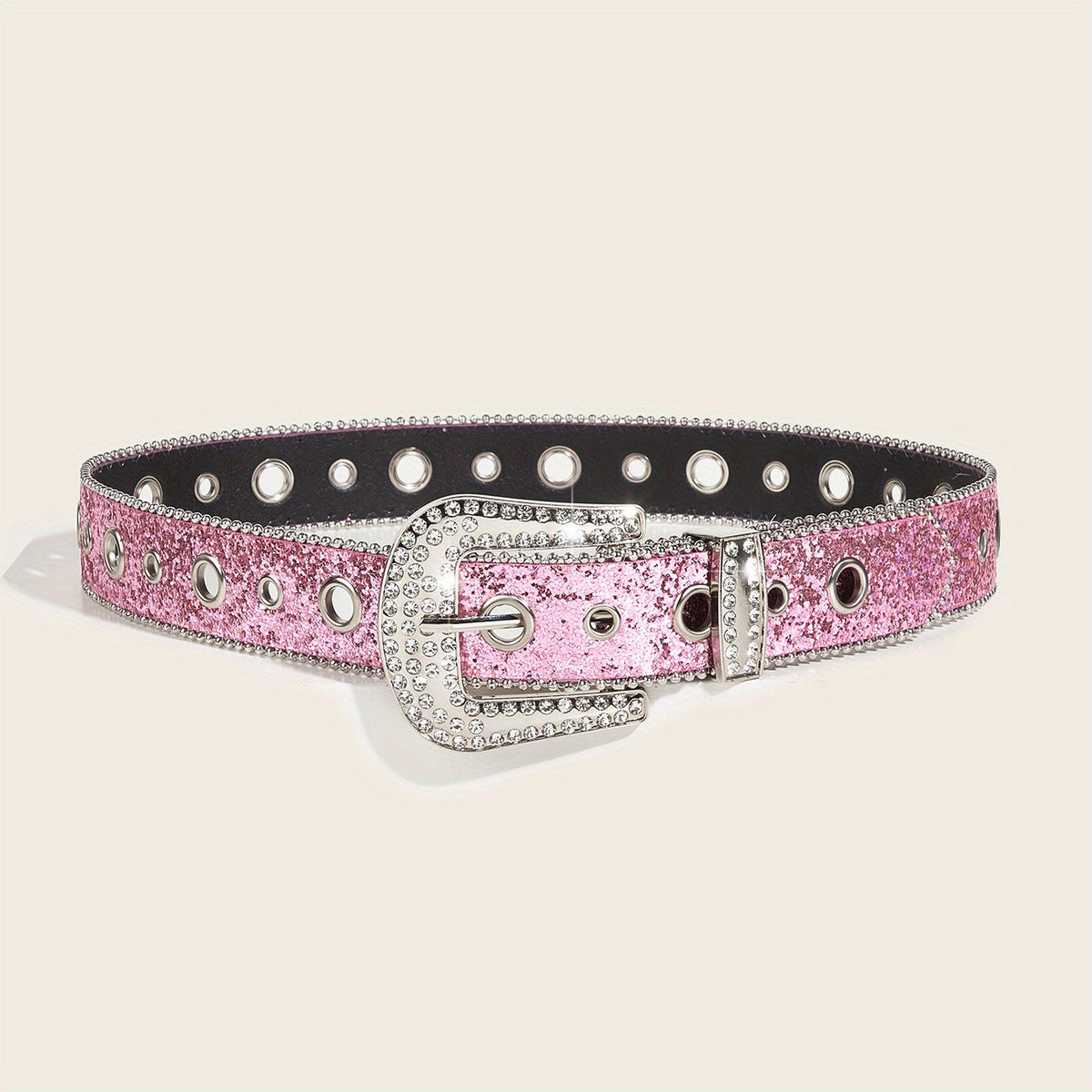 Pink Glitter Y2K PU Belt Hip Hop Jeans Pants Belt Sequin Sparkling