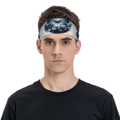 Butterfly Print Sports Headband Sweat Wicking Stretchy & Breathable Polyester