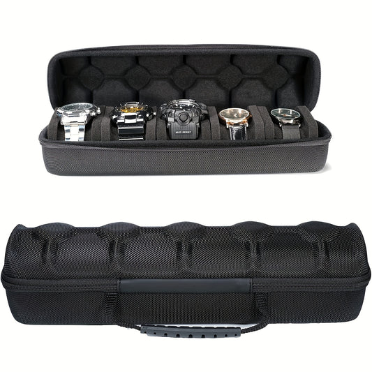 5 Slots Hard Watch Travel Case with Anti-move Watch Pillow