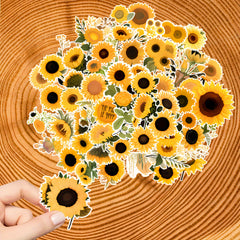 58pcs Sunflower Stickers Laptop Phone Water Cup Decorative Stickers