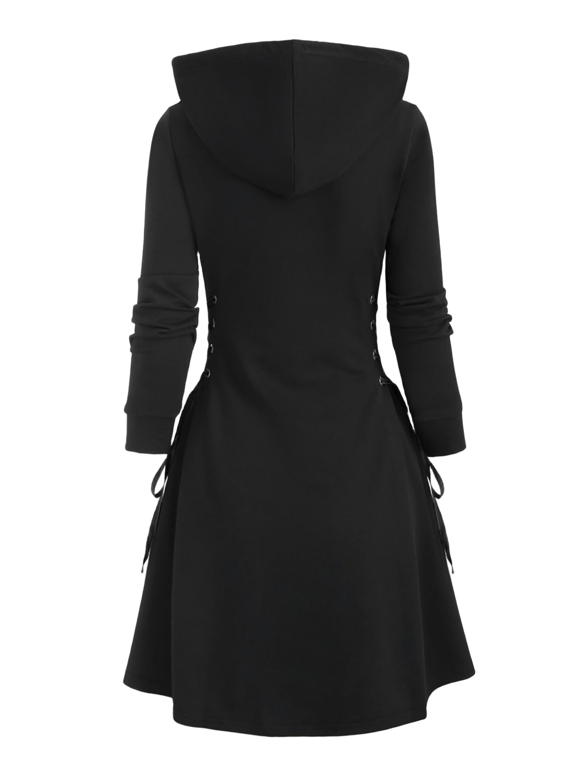  Gothic Hooded Sweatshirt Dress Lace Up