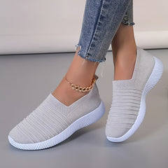 Women's Textured Knit Slip on Walking Shoes Low Top Mesh Sneakers