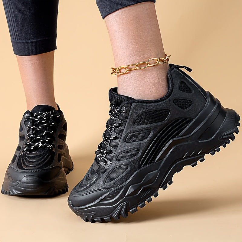 Knit Casual Sports Sneakers Thick Sole Running Shoes Women's Footwear