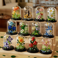 DIY Flower Building Block Set with Dust Cover Romantic Proposal Decor