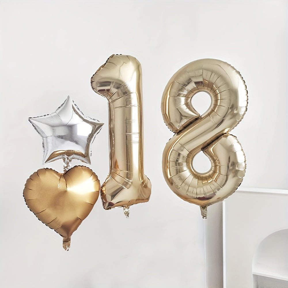 101 6 Cm Golden Number Aluminum Film Balloon Set for Children's Birthday Party