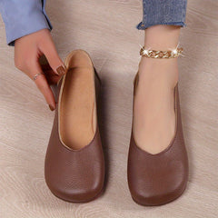 Women's Classic Flat Shoes Faux Leather Slip On Lightweight & Comfortable