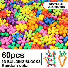 Plum Blossom 3D Snowflake Interlocking Puzzle Building Blocks Set