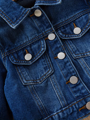 Girls' Denim Jacket Button Collar Pocket