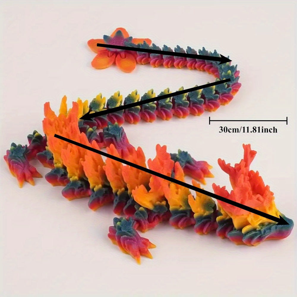 Articulated 3D Printed Dragon Statue Gradient Relief Style Dynamic Decor