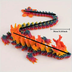 Articulated 3D Printed Dragon Statue Gradient Relief Style Dynamic Decor
