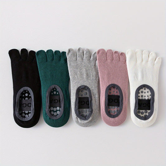 5 Pairs Mix Yoga Socks Anti-Skid Grips Five Toe Split Socks