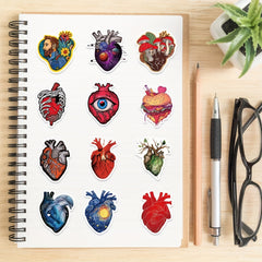 50pcs Cartoon Art Heart Graffiti Stickers for Laptop Helmet Water Cup DIY