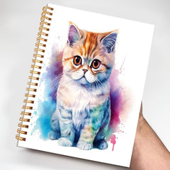 Watercolor Cat Notebook 50 Pages Spiral Bound 13.97x21.08 cm