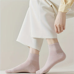 10 Pairs Solid Socks Comfy & Breathable All match Socks Women