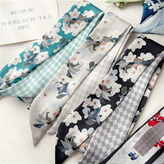 Reversible Skinny Scarf Belt Silk Ribbon Casual Bowknot Sash Belt