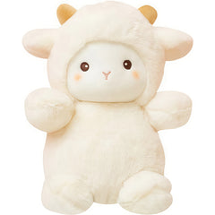 JIAJCHUF Plush Sheep Stuffed Animal Soft Fluffy Beige Lamb Brown Ears