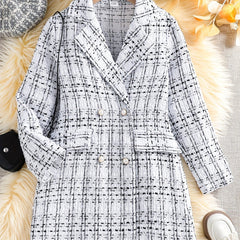 Girls' Lapel Tweed Jacket Double Breasted Sweet Overcoat Jackets