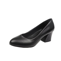 Chunky Heel Court Shoes Pointed Toe Low Heels Women's Footwear