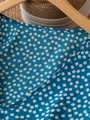  Ditsy Floral Print V Neck Flare Blouse