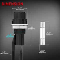 5x20mm Panel Mount Fuse Holder 12V DC 250V AC Screw Cap Fuse Holders
