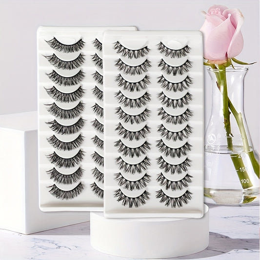 10 Pairs Fluffy Style False Eyelashes Natural Thick Soft False Eyelashes