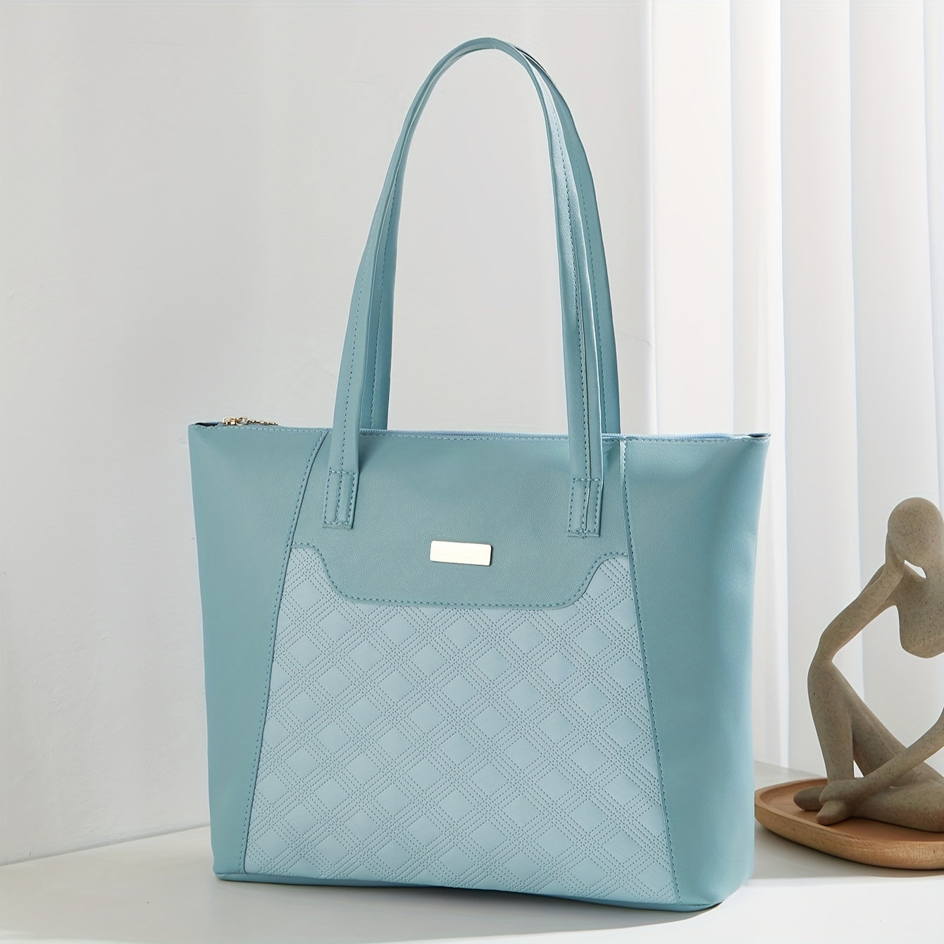 Argyle Embossed Quilted Tote Bag Women's Handbag