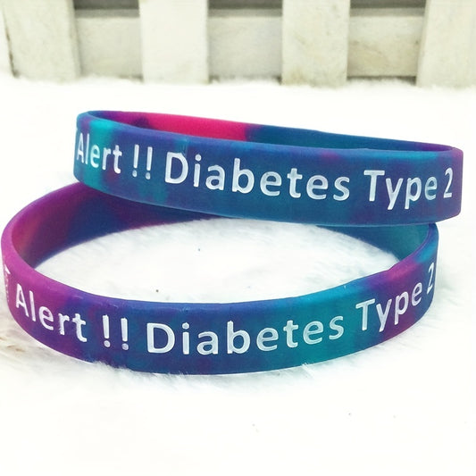 Sporty Diabetic Bracelet Slogan Graphic Stretch Wristband for Adults