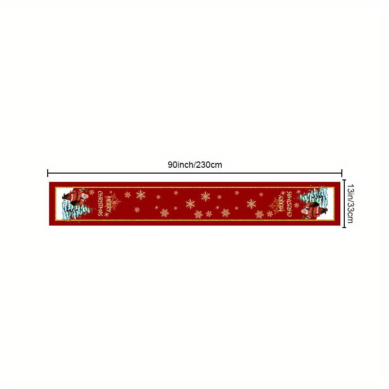 Linen Table Runner Santa Claus Pattern Christmas Table Runner