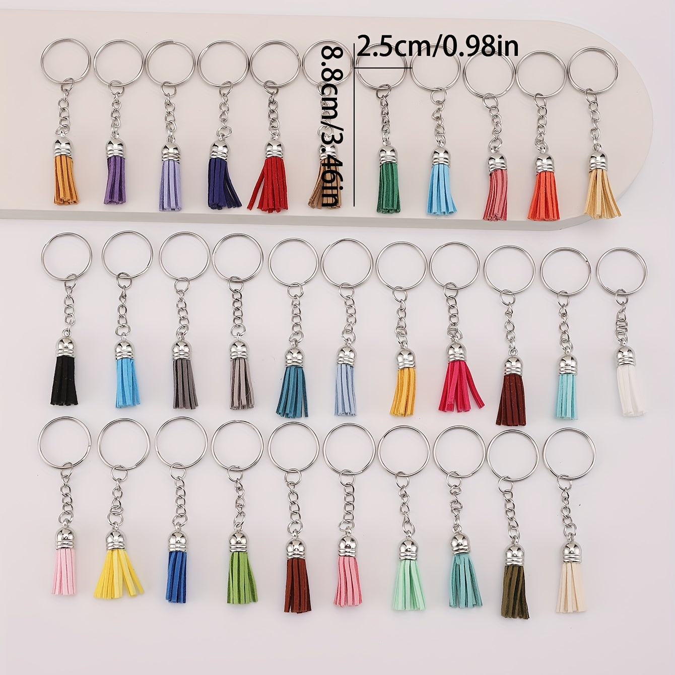 32pcs Candy Tassel Keychain Leather Key Ring Bag Charm Birthday Party Favors