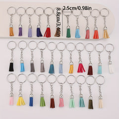 32pcs Candy Tassel Keychain Leather Key Ring Bag Charm Birthday Party Favors