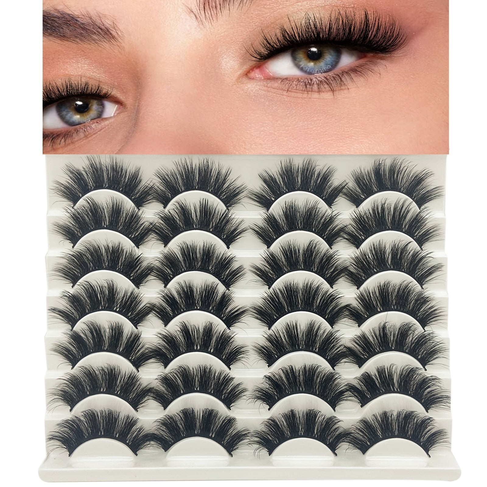 14 Pairs Fluffy False Eyelashes 15mm Long Dramatic Faux Mink Strip 3D Lashes