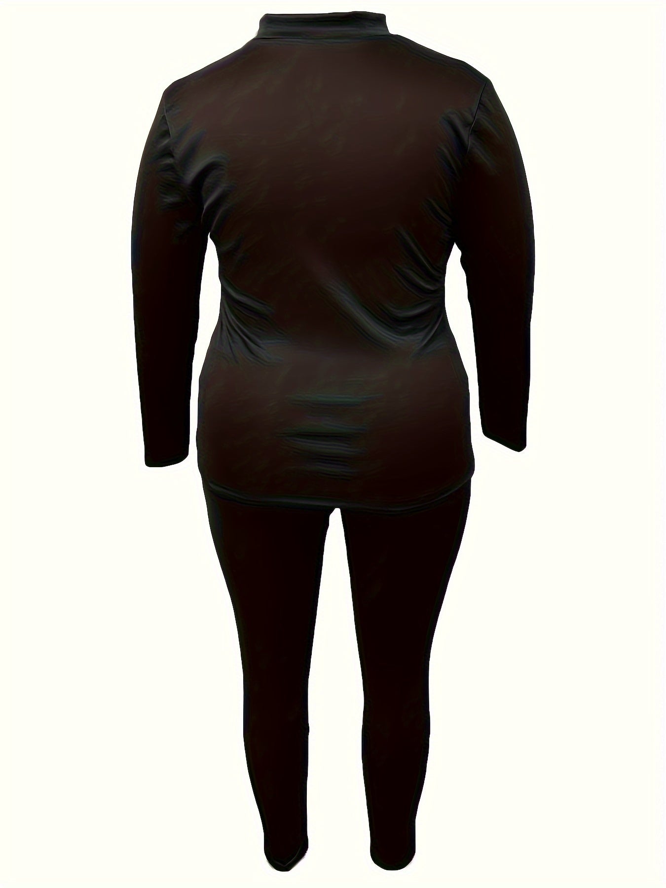 Women's Plus Solid Zipper Front Jacket & Leggings Set