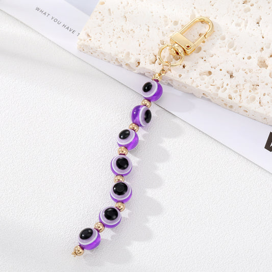 Boho Rainbow Evil Eye Beads Keychain Key Ring Lucky Eye Bag Car Accessories