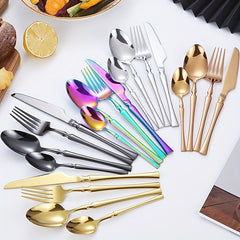 24pcs Stainless Steel Small Waist Western Cutlery Set with Rack