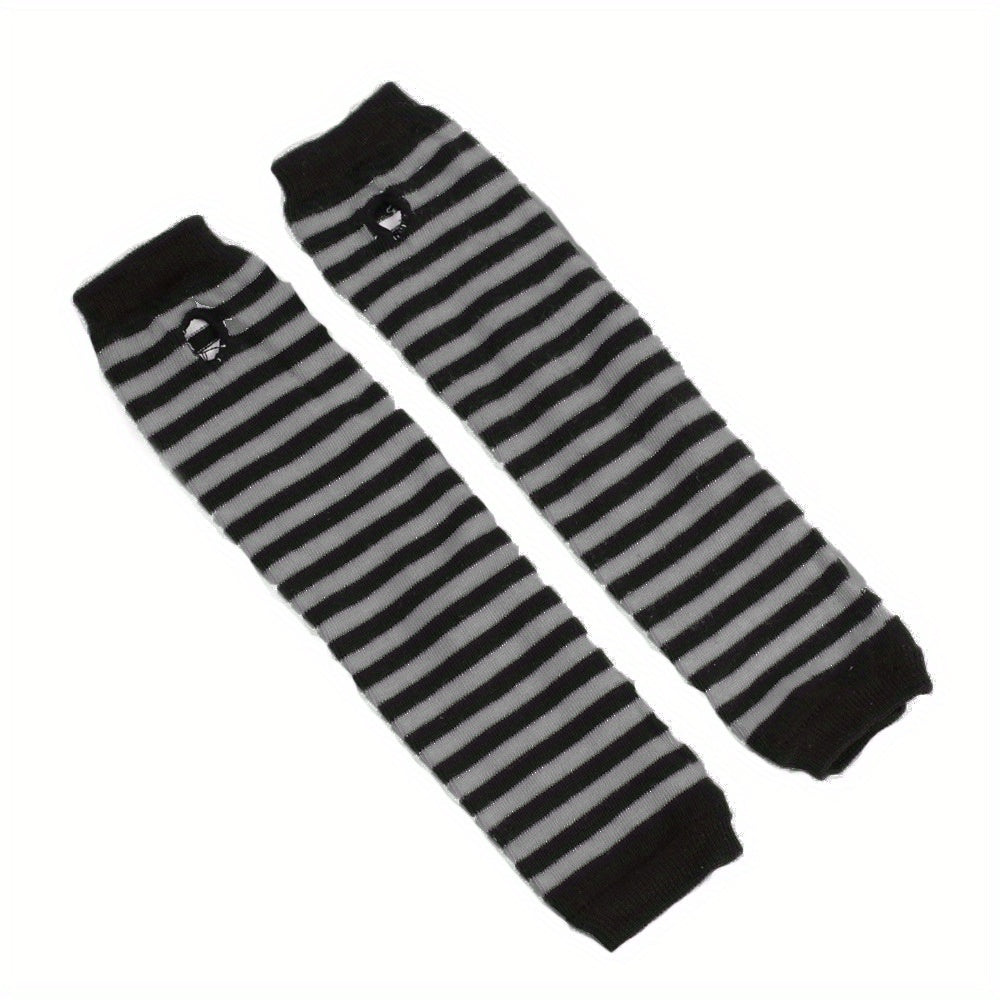 Striped Half Finger Sleeves Arm Sleeves Thumb Hole