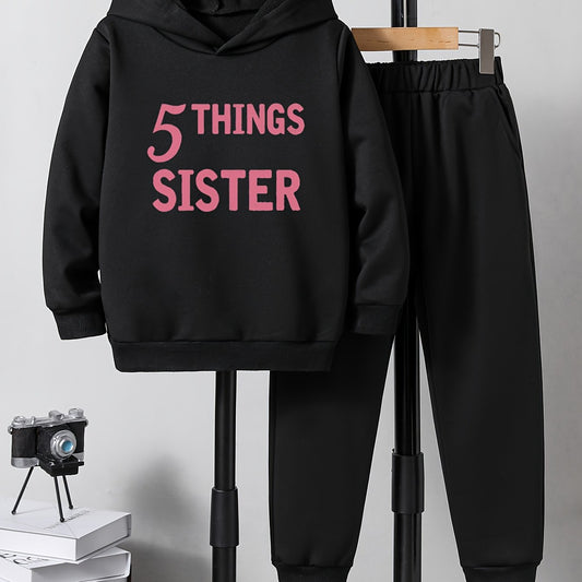 2pcs Boys Hoodie Sweatshirt & Sweatpants Set Kids Casual Outdoor Clothes
