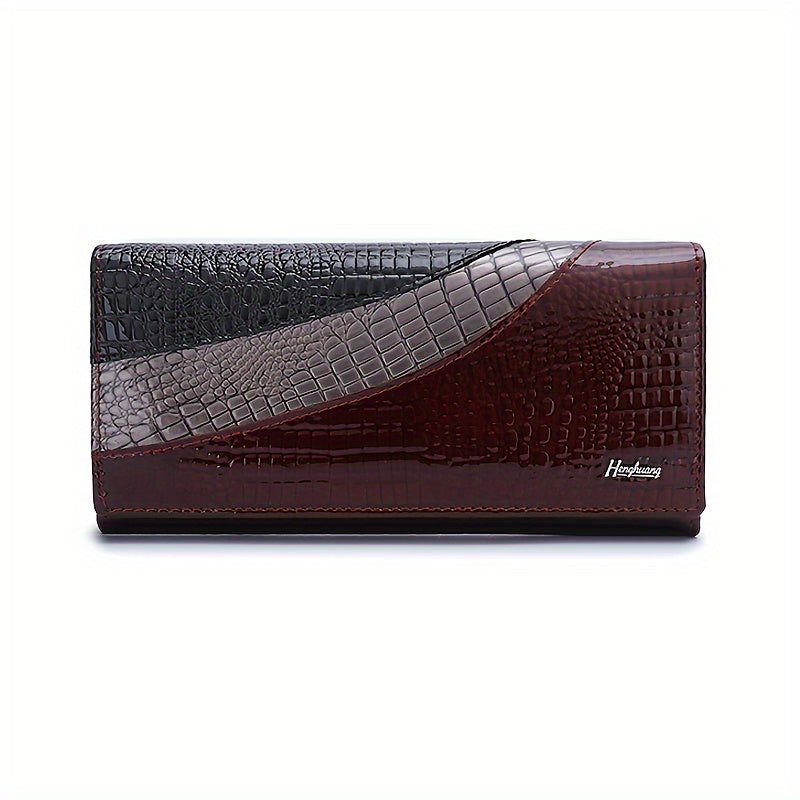 Crocodile Pattern Snap Clutch Wallet for Women