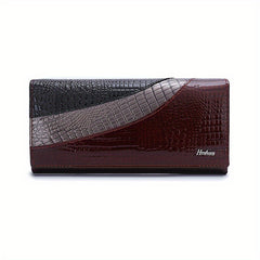 Crocodile Pattern Snap Clutch Wallet for Women
